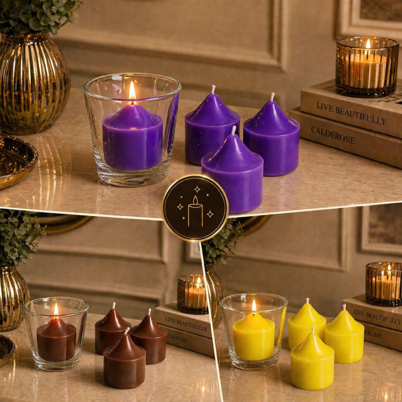 4 Velas Aromáticas más vaso