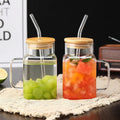 Vaso de borosilicato con tapa de bambú y asa