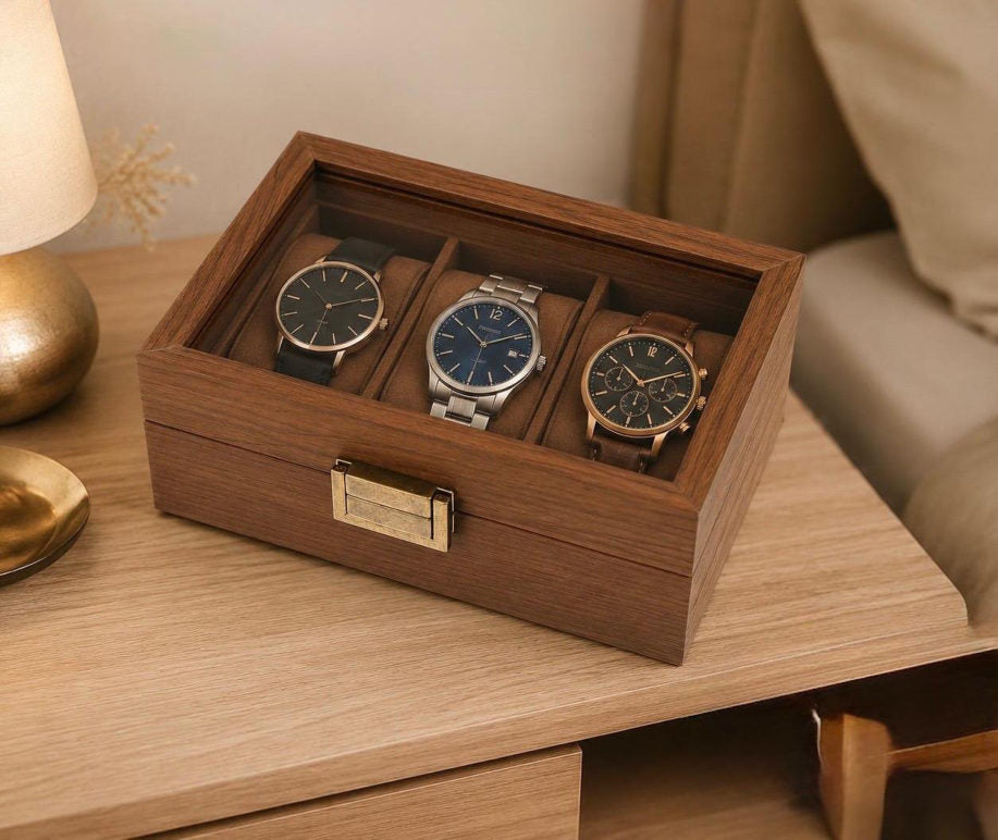 Porta reloj madera 3 divisiones