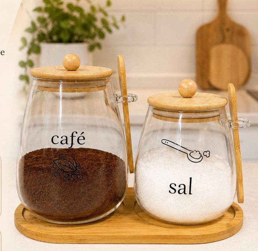 Set de café y sal con base