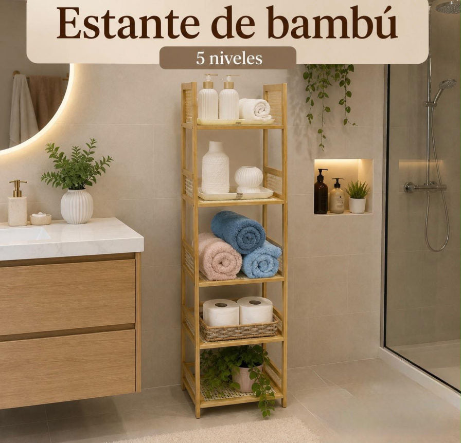 Estante de Bambú 5 Niveles