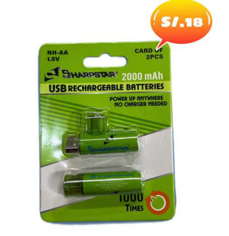 Par de pilas recargable usb