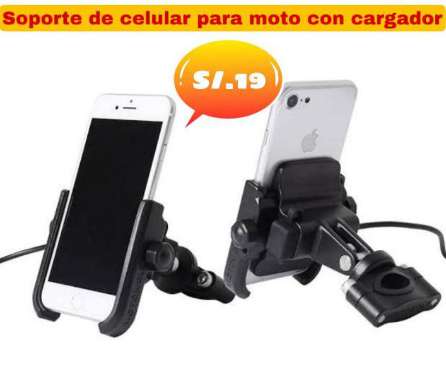 Soporte de celular para moto con cargador