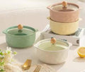 Bowl de cerámica con tapa de vidrio