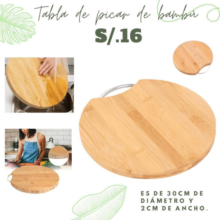 Tabla de picar redonda de bambú