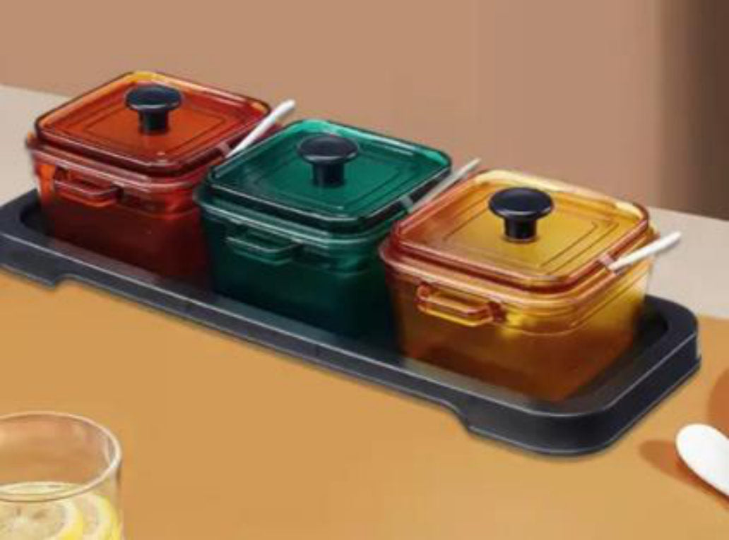 Juego de 3 condimenteros de colores