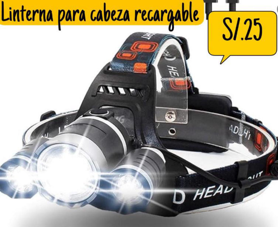 Linterna para cabeza recargable