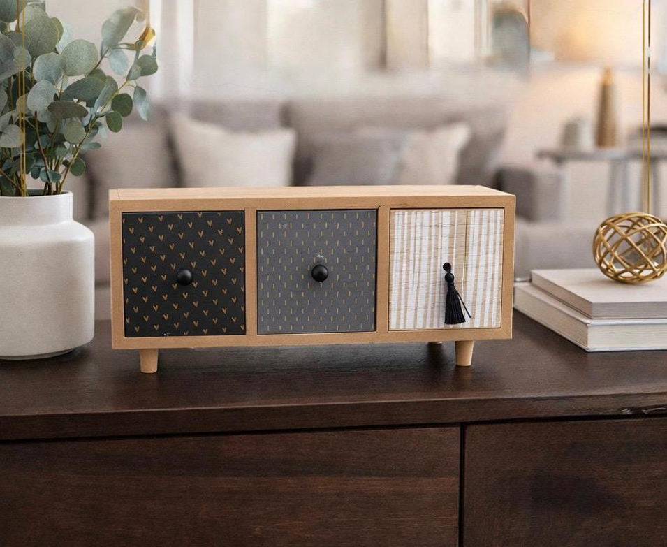 Organizador de madera con 3 cajones