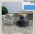 Frasco de cristal con tapa bambú