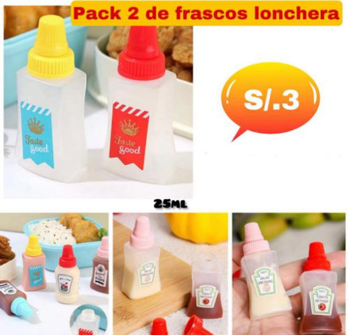 2 mini frascos para lonchera