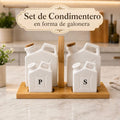 Set de saleros y aceiteros en forma de galonera