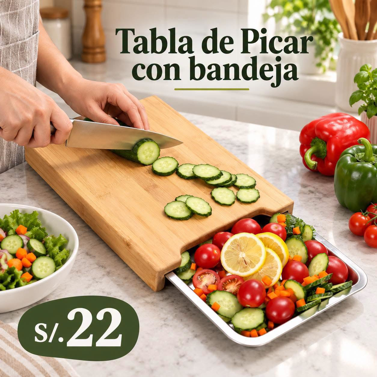 Tabla de picar con bandeja