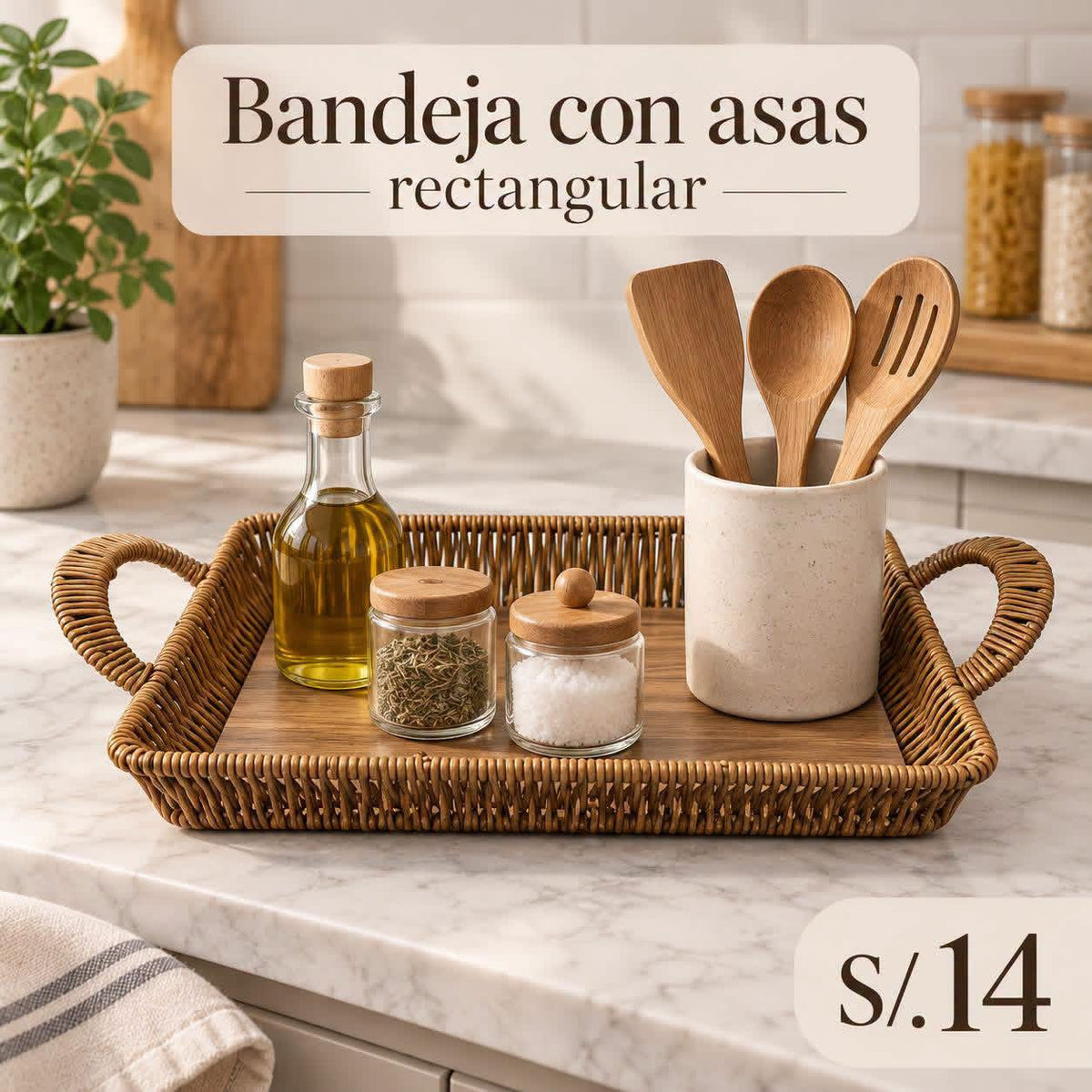 BANDEJA CON ASAS RECTANGULAR