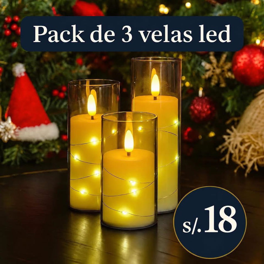 Pack de 3 Velas LED