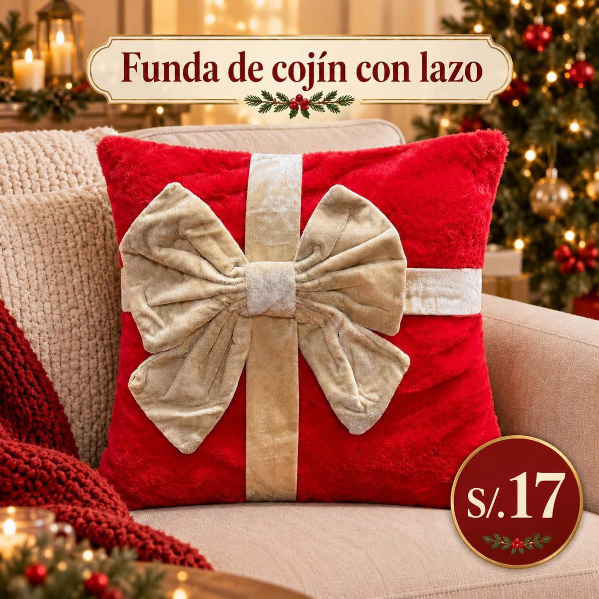 FUNDA DE COJÍN CON LAZO