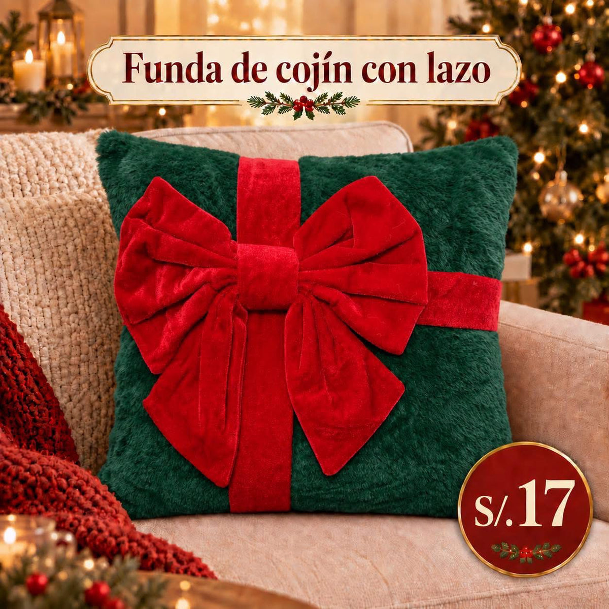 FUNDA DE COJÍN CON LAZO