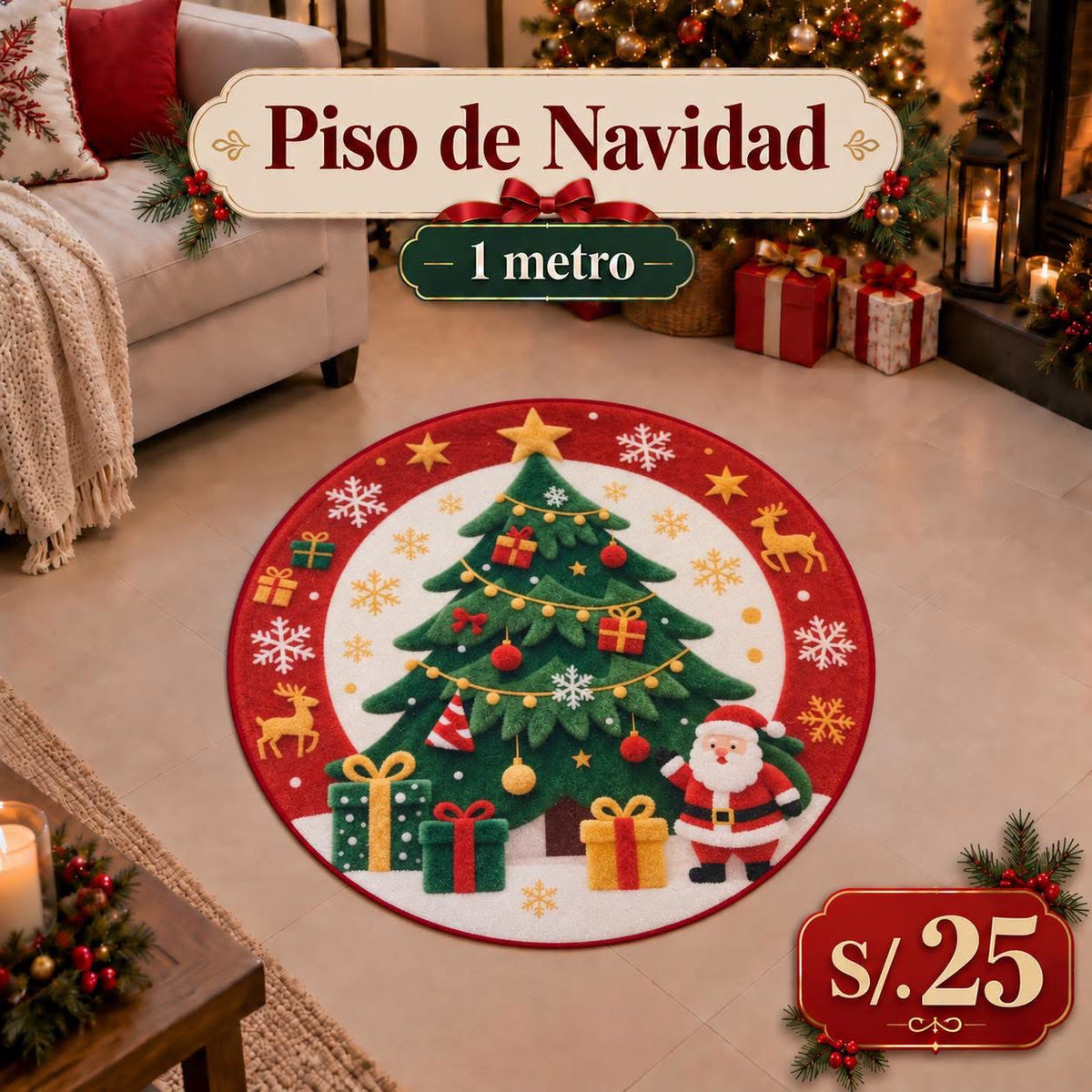 PISO NAVIDEÑO DE 1 METRO