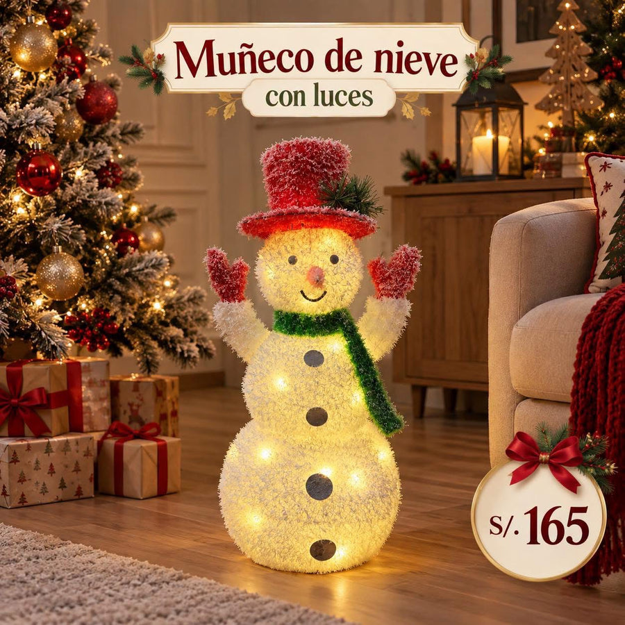 Muñeco de nieve con luces