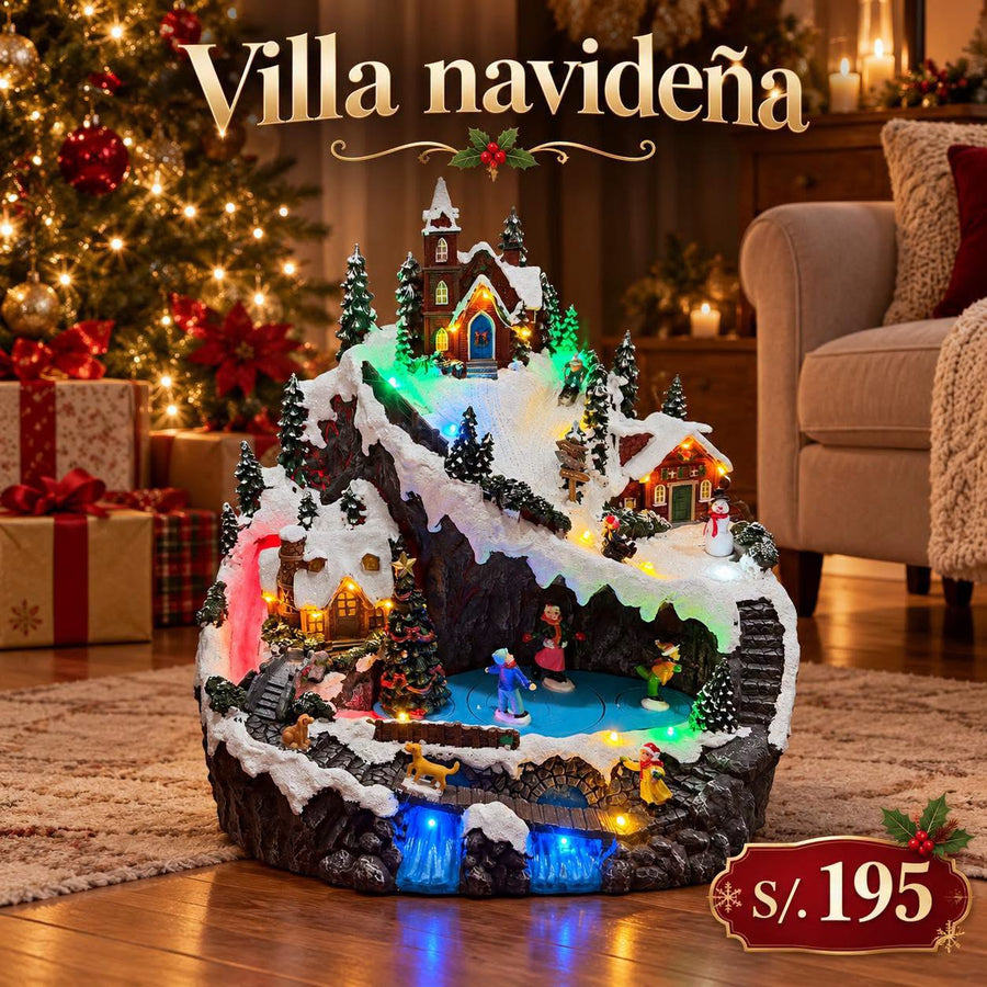 Villa navideña con luces