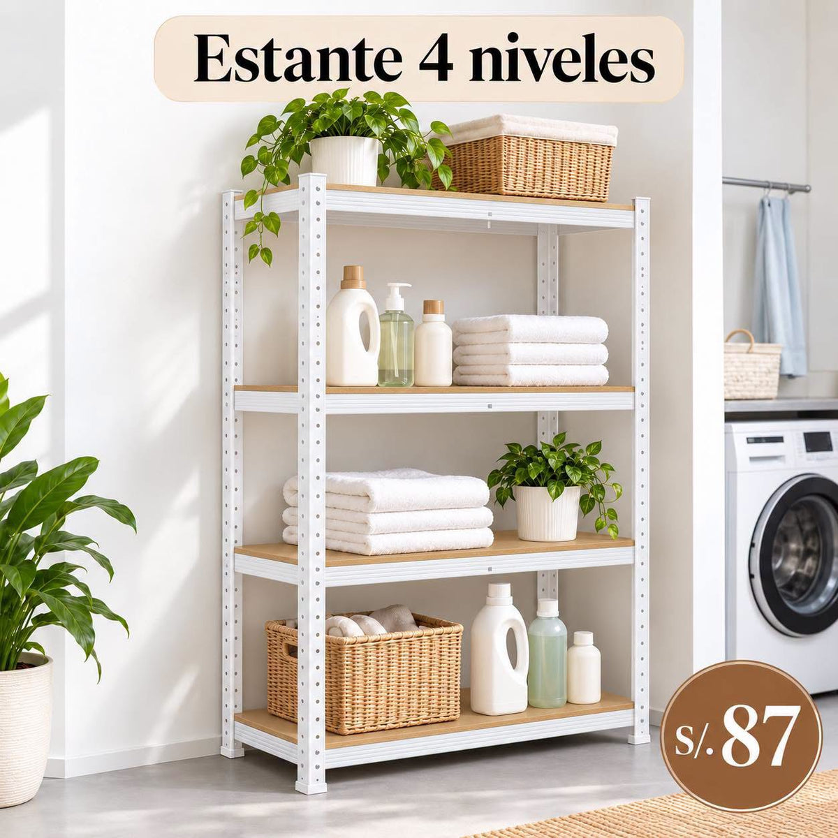 Estante multiuso de 4 niveles