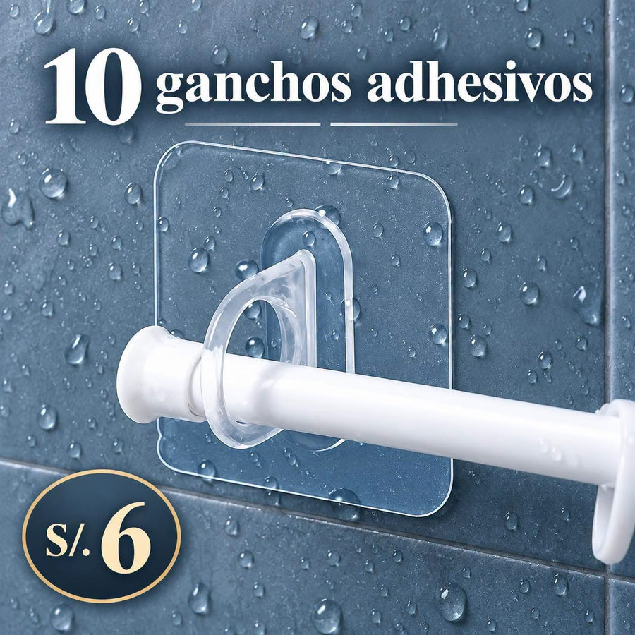 10 ganchos adhesivos