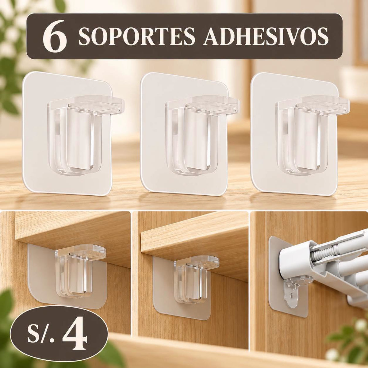 6 SOPORTES ADHESIVOS