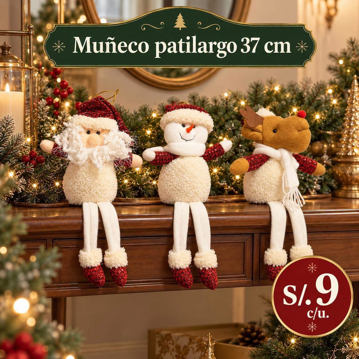 Muñeco patilargo de 37 cm