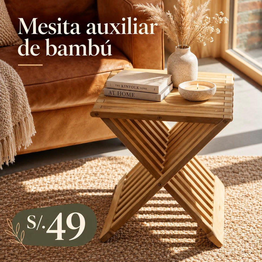 Mesita auxiliar de bambú