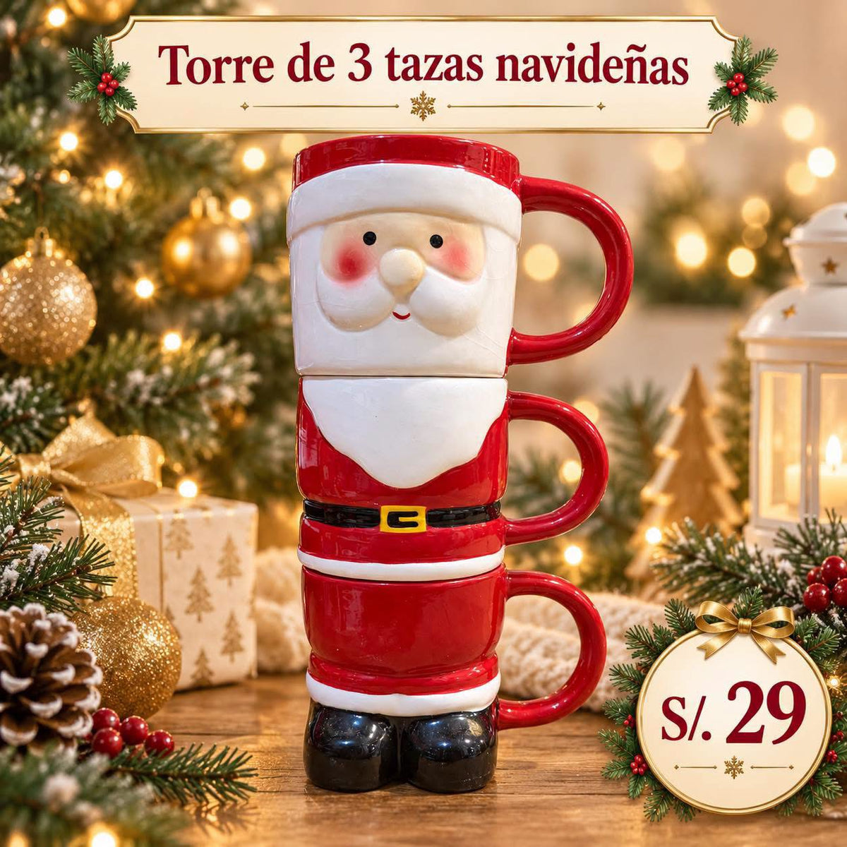 Set de 3 tazas navideñas