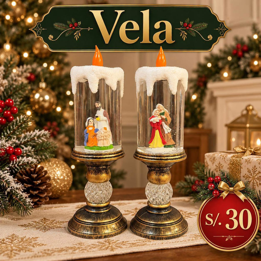 VELA NAVIDEÑA CON LUCES Y MOVIMIENTO