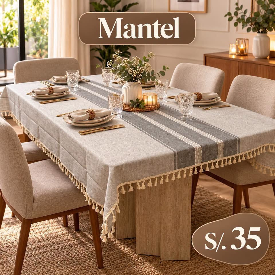 MANTEL TEXTURIZADO CON FLECOS