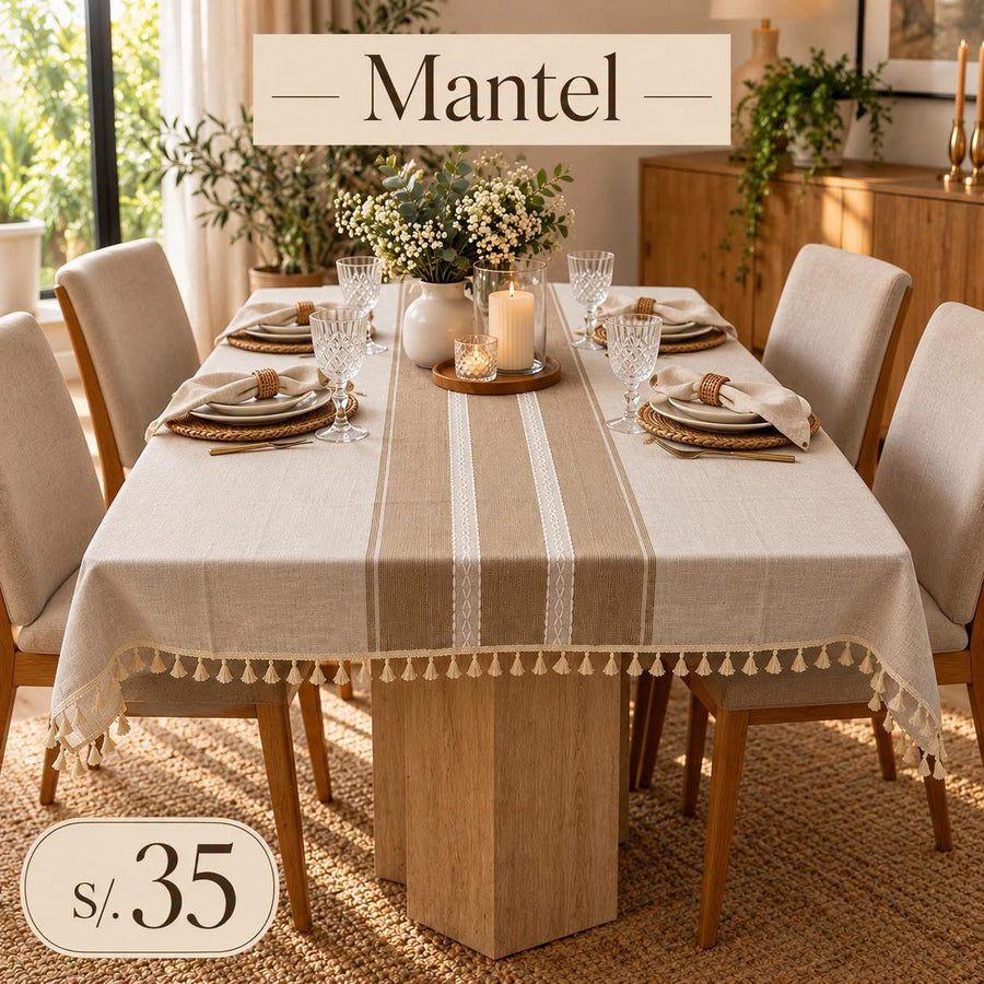 MANTEL TEXTURIZADO CON FLECOS