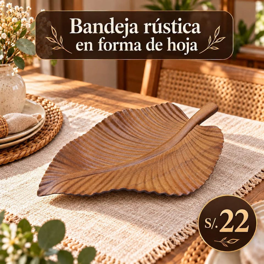 Bandeja rústica en forma de hoja