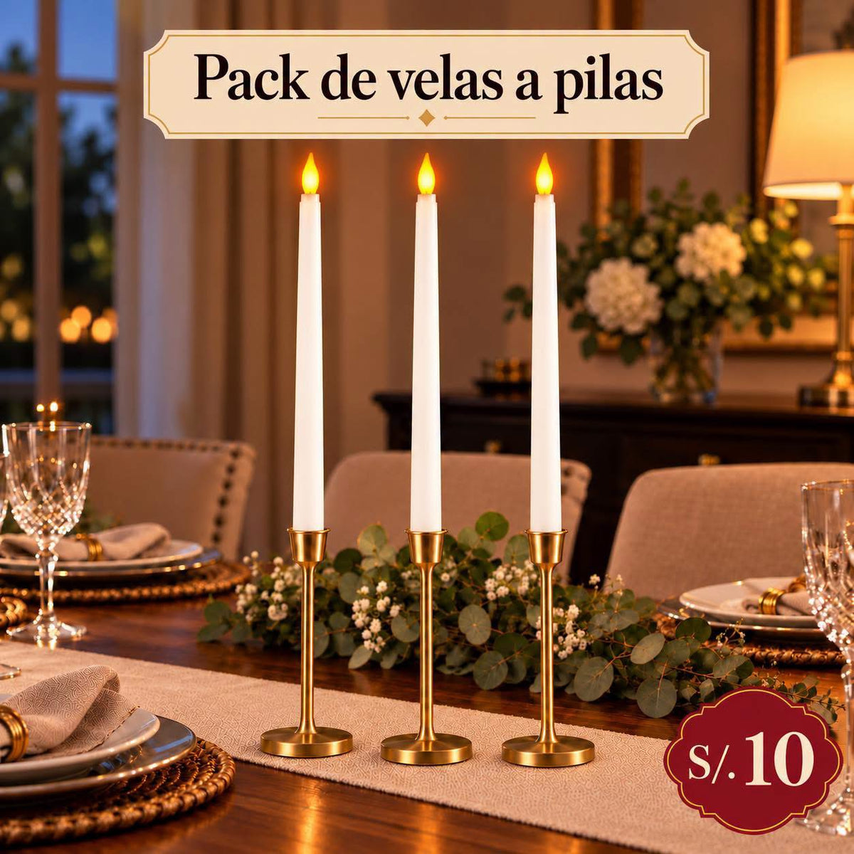 PACK DE 3 VELAS A PILAS