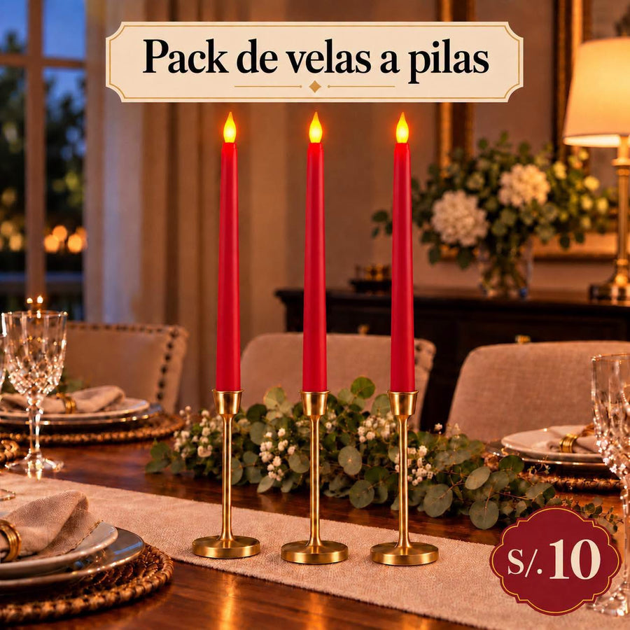 PACK DE 3 VELAS A PILAS