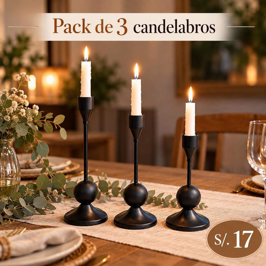 PACK DE 3 CANDELABROS
