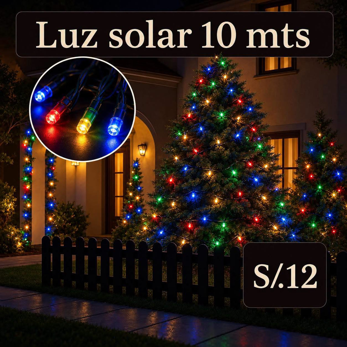 Luces navideñas solar de 10mts