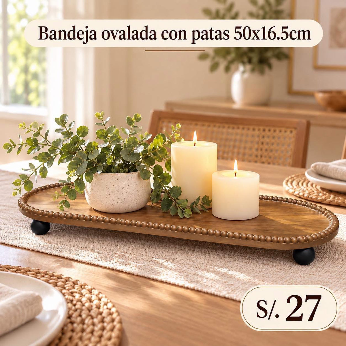 Bandeja ovalada con patas