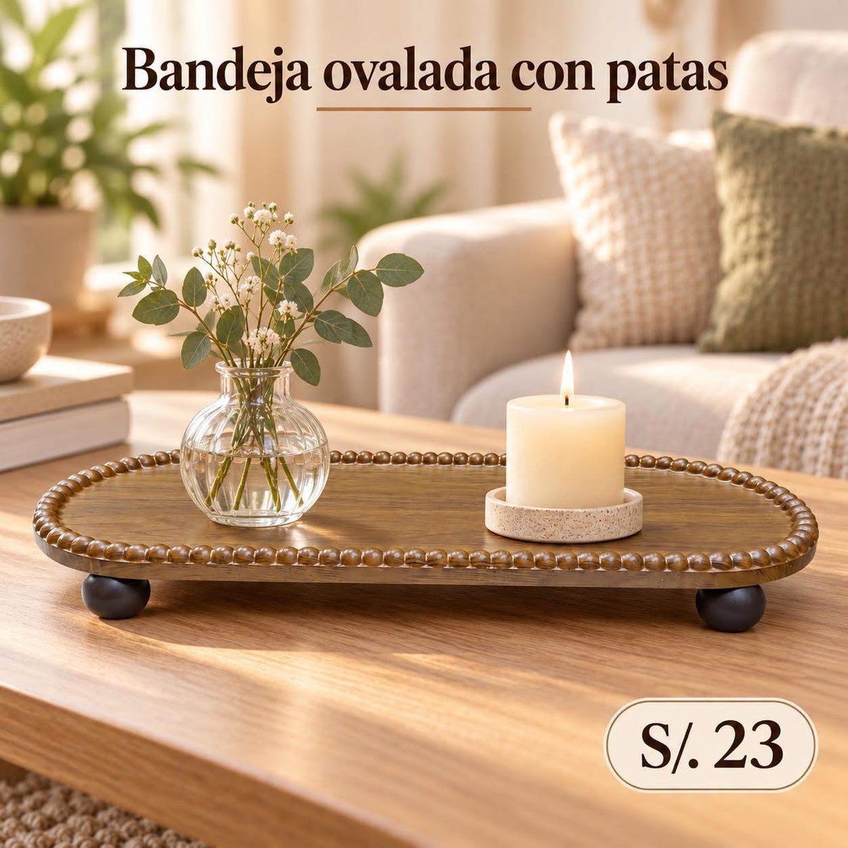 Bandeja ovalada con patas 40 × 16.5 cm