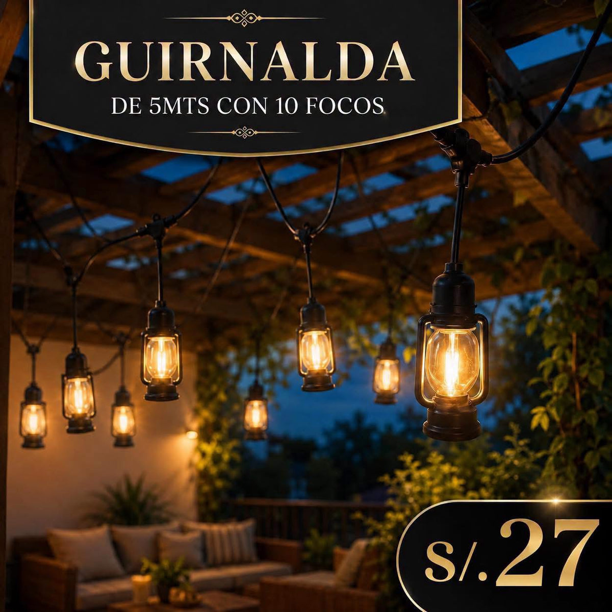 GUIRNALDA DE 5MTS CON 10 FOCOS