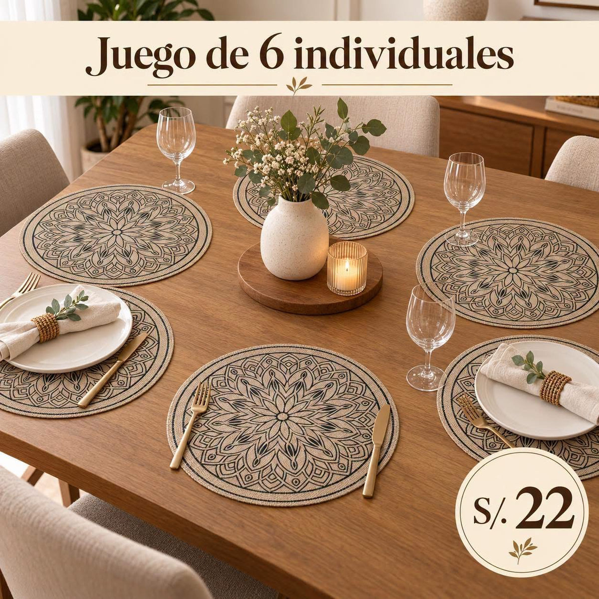 Pack de 6 Individual redondo