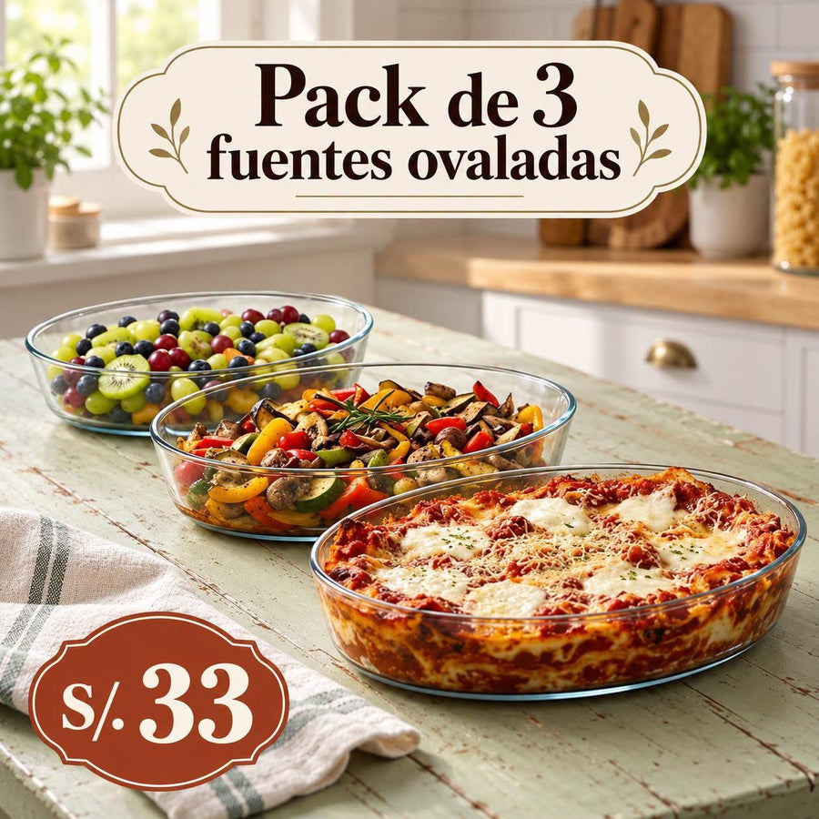 Pack de 3 fuentes de vidrio
