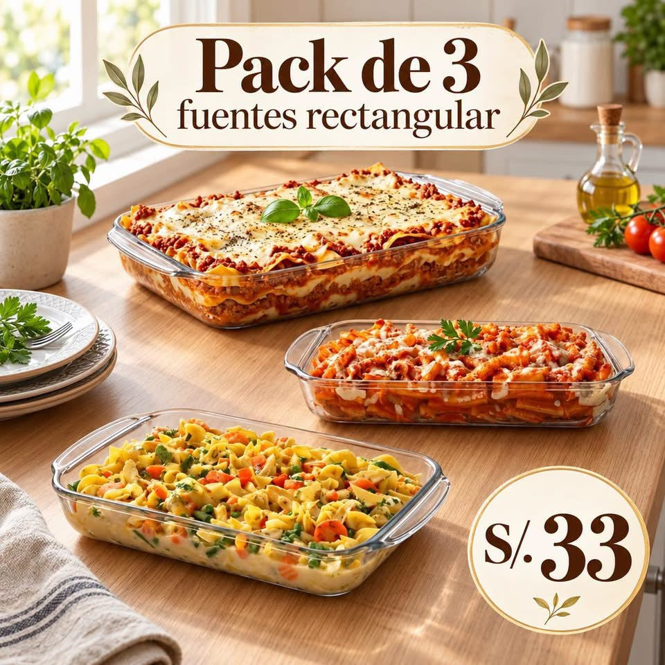 Pack de 3 fuentes de vidrio