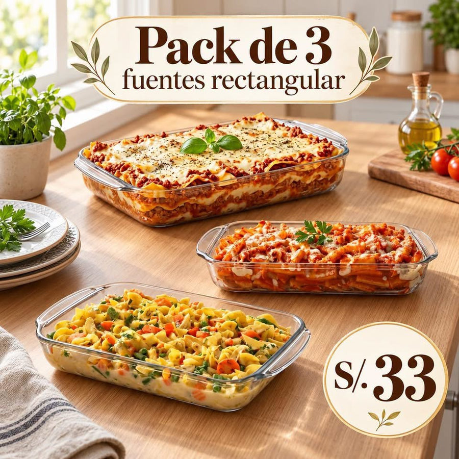 Pack de 3 fuentes de vidrio