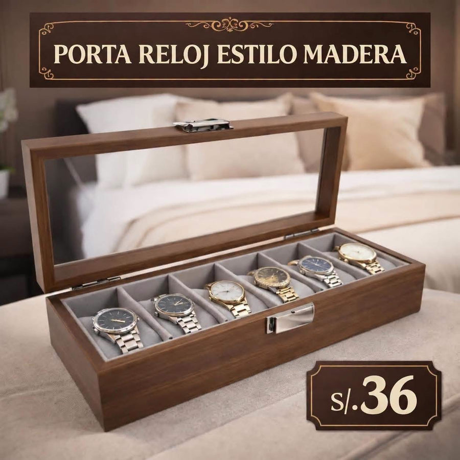 Porta reloj estilo madera