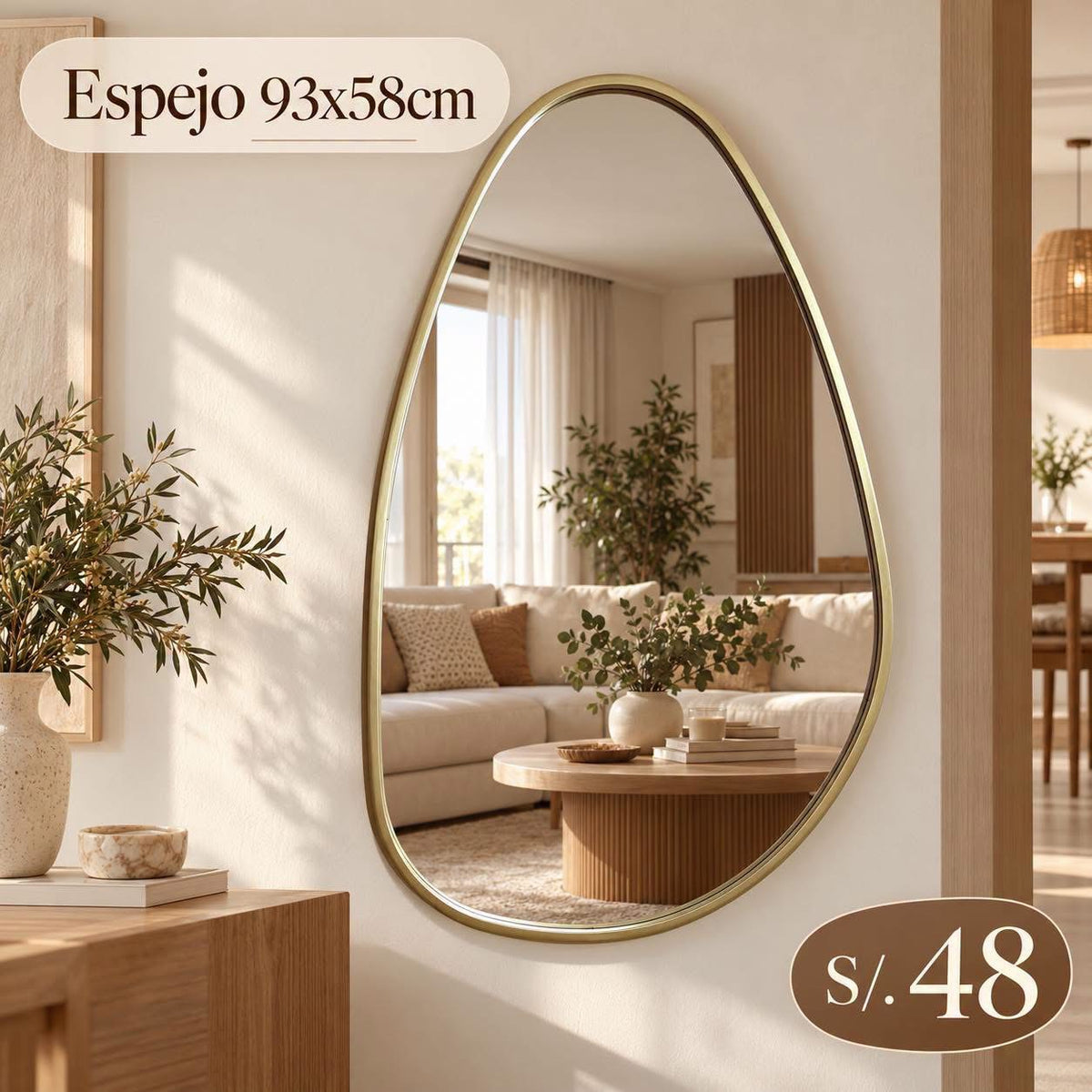 Espejo 93 × 58 cm
